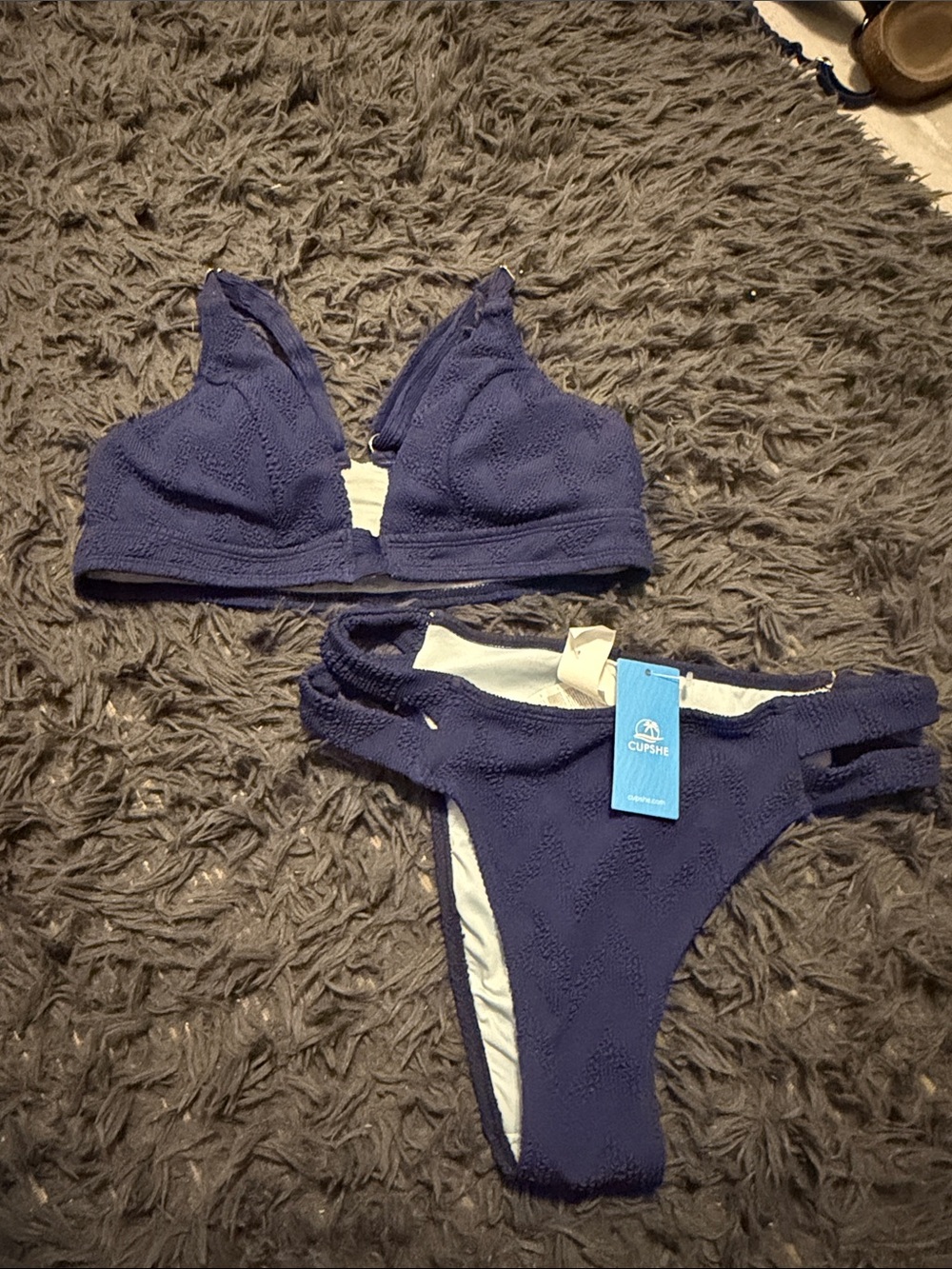 Cupshe Deep Navy Eyelet Two-Piece Swimsuit